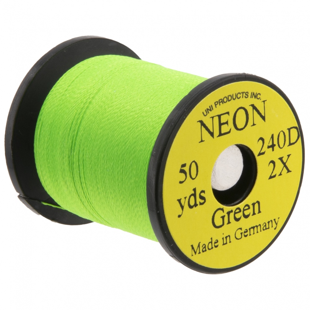 Uni Neon Tying Thread 1/0 50 Yards Green Fly Tying Threads (Product Length 50 Yds / 45.7m)